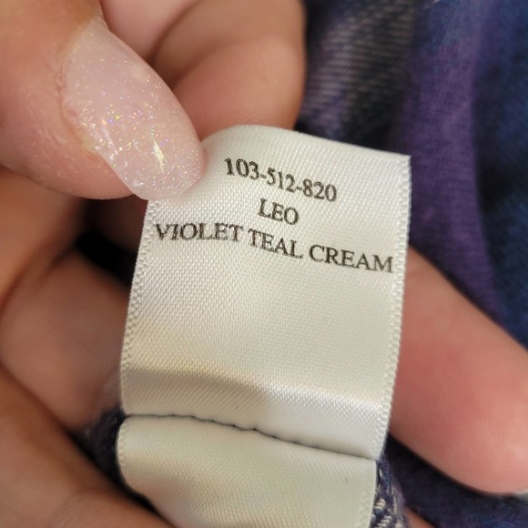 Rails Leo Button Down Shirt Violet Teal Cream Size XS - Picture 11 of 12